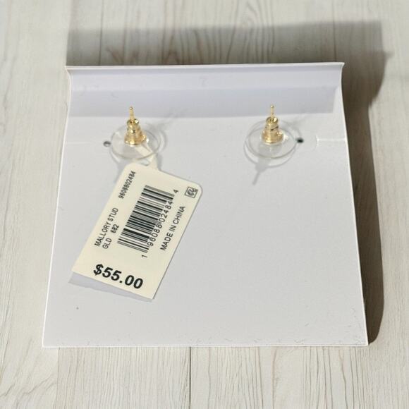 NWT! Kendra Scott Mallory Gold Stud Earrings in Rose Quartz - Picture 5 of 5